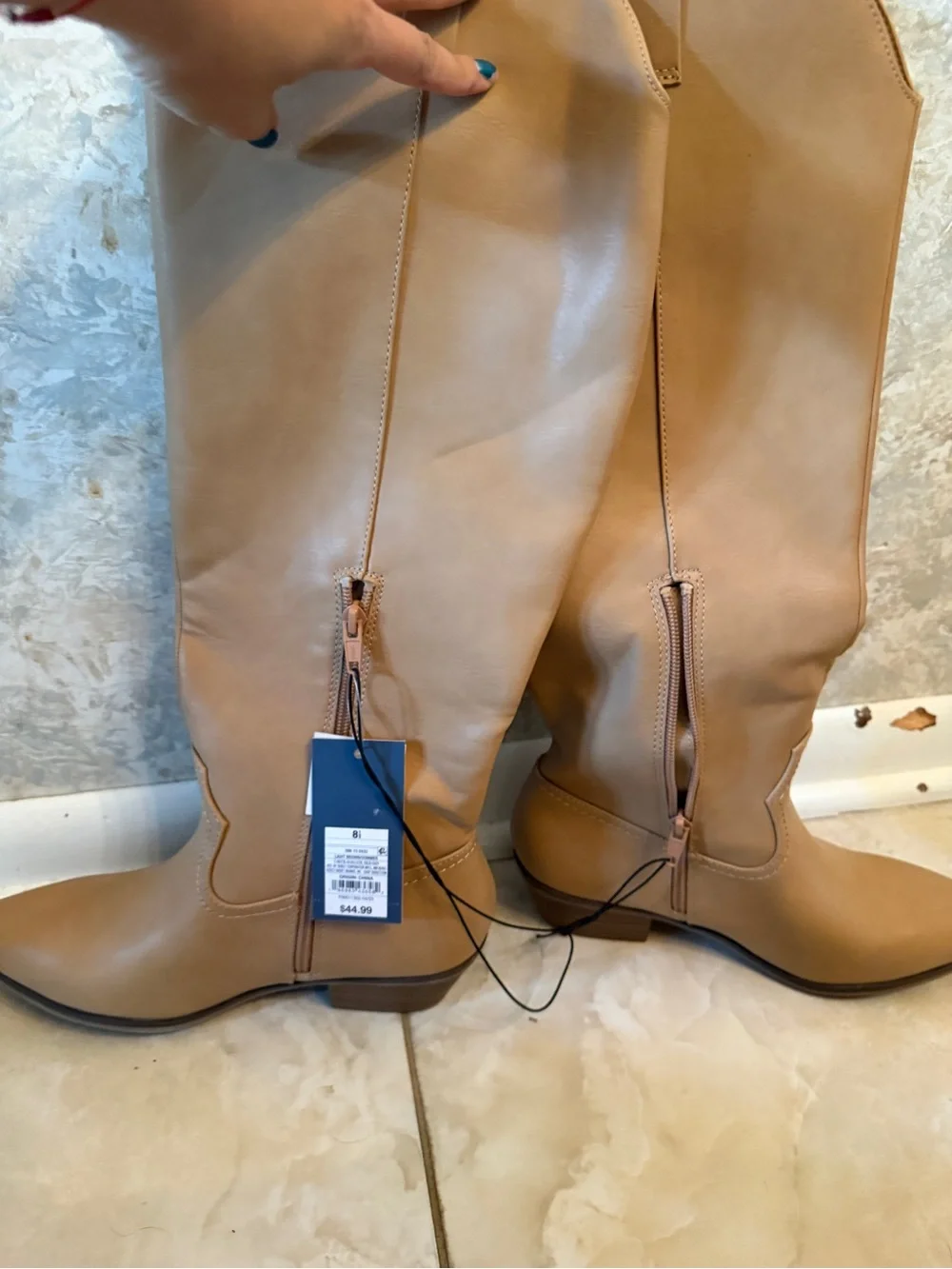 Universal threads Women's Tall Tan Riding Boots - Classic Knee-High Style